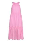 Aleska Textured Dress Knelang Kjole Pink French Connection