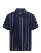 Onstrev Life Reg Ss Struc Stripe Shirt Tops Shirts Short-sleeved Navy ...