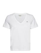 Reg Shield Ss V-Neck T-Shirt Tops T-shirts & Tops Short-sleeved White ...