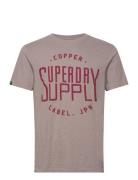 Copper Label Workwear Tee Tops T-shirts Short-sleeved Beige Superdry