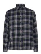 Relaxed Fit Plaid Cotton Twill Shirt Tops Shirts Long-sleeved Navy Pol...