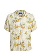 Jorluke Tampa Aop Shirt Ss Sn Tops Shirts Short-sleeved Cream Jack & J...