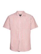 Giles Bowling Striped Shirt S/S Tops Shirts Short-sleeved Pink Clean C...
