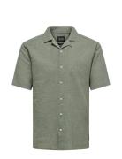 Onscaiden Ss Solid Resort Linen Noos Tops Shirts Short-sleeved Green O...