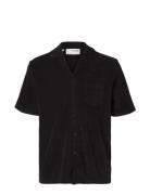 Slhrelax-Terry Ss Resort Shirt Ex Tops Shirts Short-sleeved Black Sele...