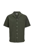 Jjaydan Seersucker Resort Shirt Ss Tops Shirts Short-sleeved Green Jac...