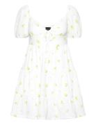 Puff Sleeve Mini Dress Kort Kjole White Gina Tricot