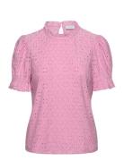 Vikawa S/S Flounce Top/Su - Noos Tops Blouses Short-sleeved Pink Vila