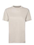 Metallic Micro Logo T Shirt Tops T-shirts & Tops Short-sleeved Beige C...