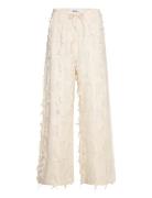 Venicia - Organic Cotton Texture Rd Bottoms Trousers Straight Leg Crea...