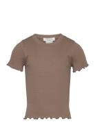 Cotton T-Shirt Tops T-shirts Short-sleeved Brown Rosemunde Kids
