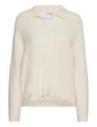 Slfhilma Liva Ls Polo Neck Knit Tops Knitwear Jumpers Beige Selected F...