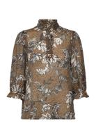 Dusclebbmorea Blouse Tops Blouses Short-sleeved Brown Bruuns Bazaar