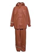 Basic Rainwear Set -Solid Pu Outerwear Rainwear Rainwear Sets Brown Ce...