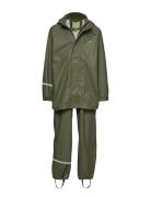 Basic Rainwear Set -Solid Pu Outerwear Rainwear Rainwear Sets Green Ce...