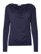 Viscose T-Shirt Tops T-shirts & Tops Long-sleeved Navy Rosemunde