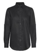 Linen Shirt Tops Shirts Long-sleeved Black Lauren Ralph Lauren