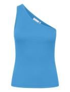 Drewgz Shoulder Tops T-shirts & Tops Sleeveless Blue Gestuz