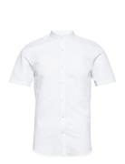 Mandarin Linen Blend Shirt S/S Tops Shirts Short-sleeved White Lindber...