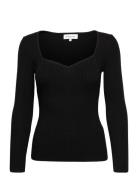 Tulip Ribbed Knitted Top Tops Knitwear Jumpers Black Malina