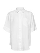 Rel Ss Linen Chambray Shirt Tops Shirts Short-sleeved White GANT