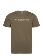 Copenhagen Print Tee S/S Tops T-shirts Short-sleeved Green Lindbergh