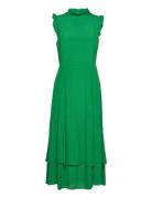 Midi Length Ruffle Dress Knelang Kjole Green IVY OAK