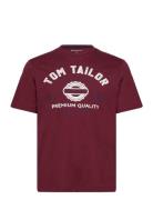 Logo Tee Tops T-shirts Short-sleeved Burgundy Tom Tailor