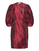 Wrap Dress With Balloon Sleeves Knelang Kjole Red Coster Copenhagen