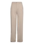 Relaxed Viscose Trousers Bottoms Trousers Straight Leg Beige Gina Tric...