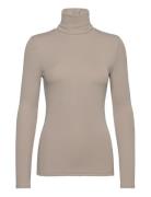 Modal Rib Longsleeve Turtleneck Tops Knitwear Turtleneck Beige Calvin ...