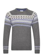 Heritage Jaqcuard Raglan Sweat Tops Knitwear Round Necks Grey Lindberg...