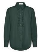 Rwsebony Shirt W/Ruffles Tops Shirts Long-sleeved Green Rosemunde