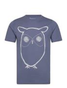 Alder Big Owl Tee - Gots/Vegan Tops T-shirts Short-sleeved Blue Knowle...