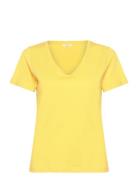 Crnaia Deep V-Neck T-Shirt Tops T-shirts & Tops Short-sleeved Yellow C...