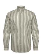 Reg Cotton Linen Stripe Shirt Tops Shirts Casual Green GANT