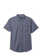 Charter Print S/S Wvn Tops Shirts Short-sleeved Blue Brixton