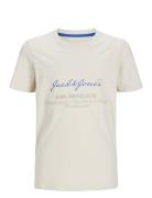 Jjgreat B2S Logo Tee Ss Ln Jnr Tops T-shirts Short-sleeved Cream Jack ...