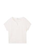 T-Shirt With Pleats Tops T-shirts & Tops Short-sleeved White Tom Tailo...