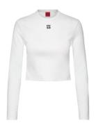 Dafilomena_3 Tops T-shirts & Tops Long-sleeved White HUGO