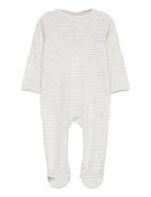 Striped Jersey Full Body W. Back Opening Langermet Bodysuit Grey Copen...