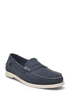 Dan Boat Flesh Out W Sko Flate Navy Sebago