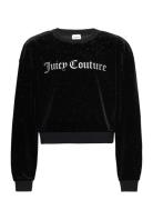 Glitter Velour Over Crew Tops Sweat-shirts & Hoodies Sweat-shirts Blac...