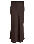 Viellette Hw Midi Skirt - Noos Langt Skjørt Brown Vila