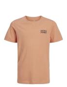 Jjstyd Chest Brand Tee Ss Ln Jnr Tops T-shirts Short-sleeved Brown Jac...