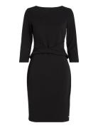 Scuba Crepe Dress Front Twist Knelang Kjole Black Calvin Klein