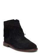 Fringed Leather Boots Snørestøvletter Støvletter Black Mango