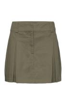 Pleated Mini-Skirt Kort Skjørt Khaki Green Mango