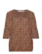 Wa-Skye Tops Blouses Long-sleeved Brown Wasabiconcept