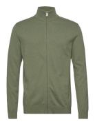 Slhberg Full Zip Cardigan Noos Tops Knitwear Full Zip Jumpers Khaki Gr...